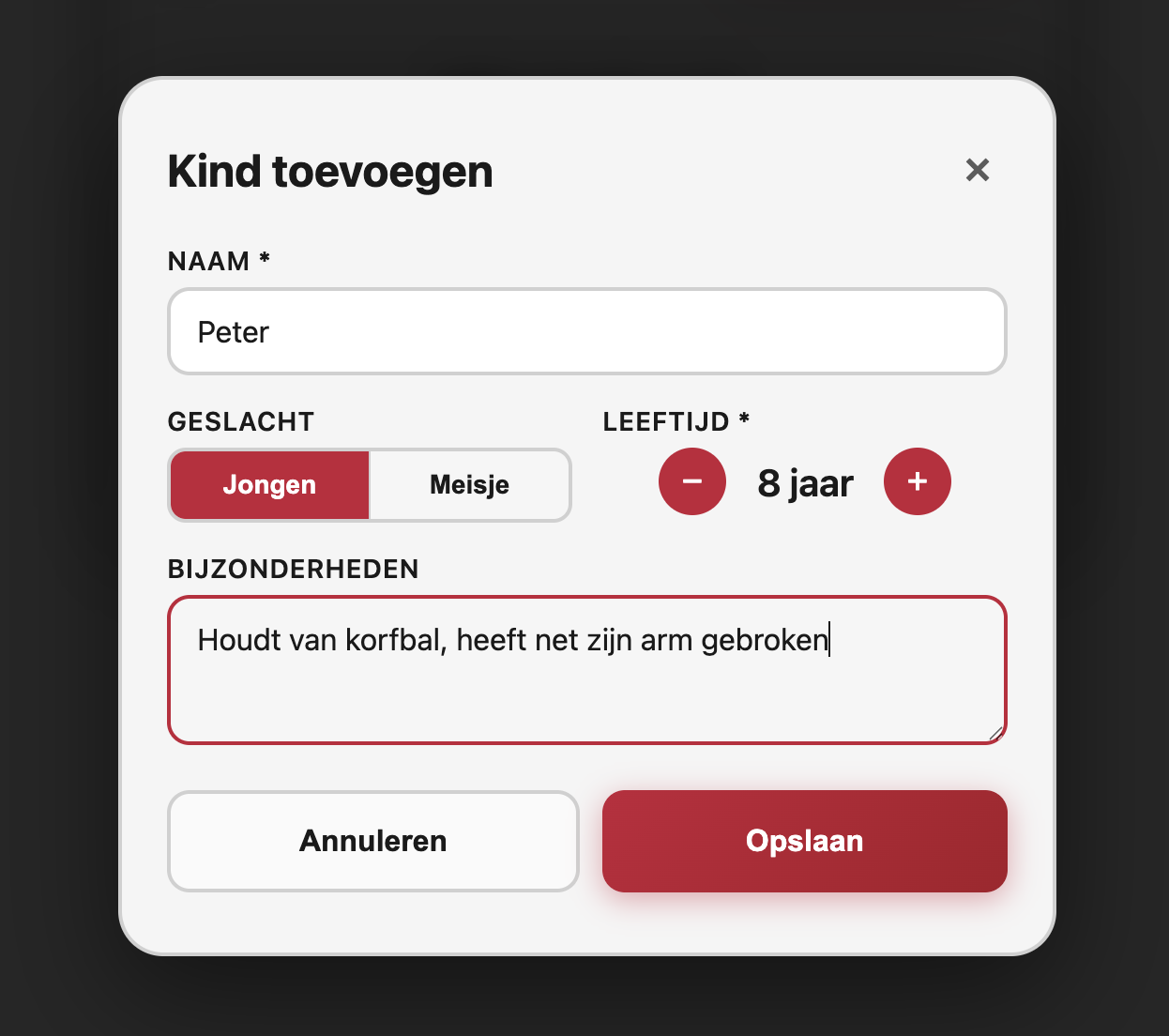 Vertel ons over je kind
