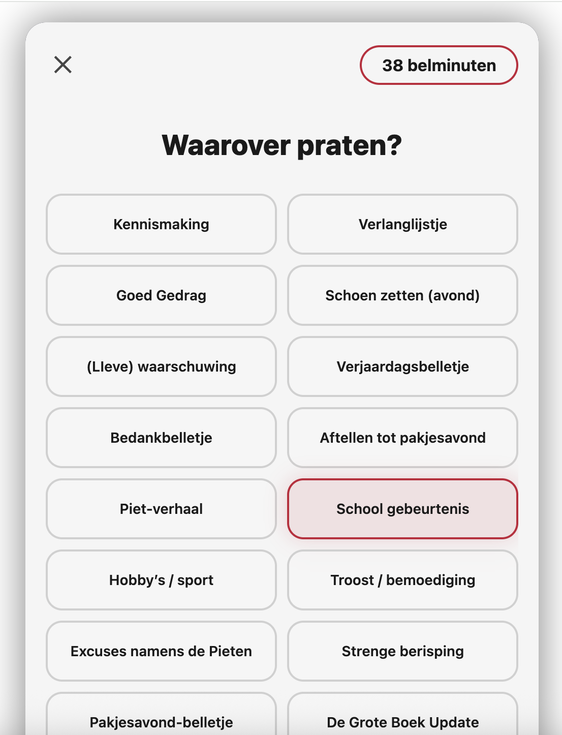 Kies het gespreksonderwerp